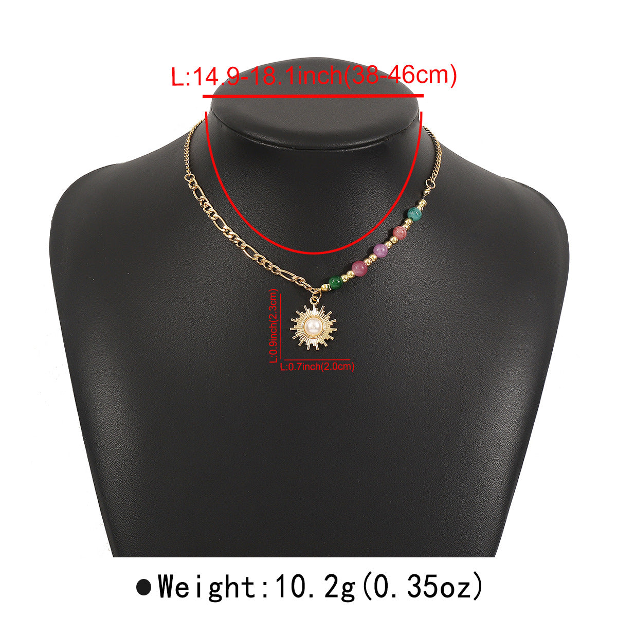 N12095 New Chinese Retro Sun Inlaid Pearl Necklace Ins Style High Sense Micro Glass Bead Twin Clavicle Chain