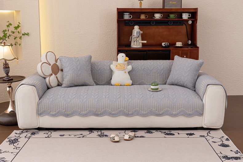 Cream Style Sofa Cushion 2025 New Model All-Season Non-Slip Seat Cushion Light Luxury High-End Genuine Leather Sofa Cover Cloth