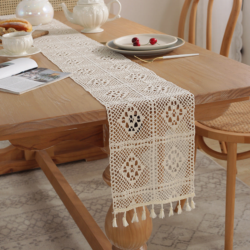 Henggang American Country Style Handwoven Table Runner Tablecloth Strip Tablecloth Coffee Table Cloth Tea Mat Cotton Linen Artistic Table Runner Wholesale