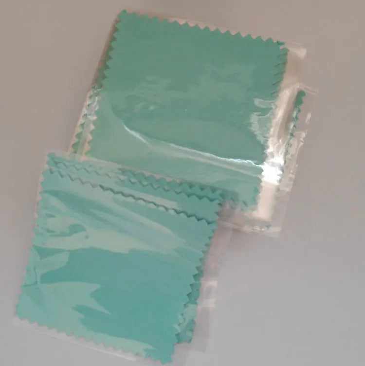 100pcs Emboss Custom LOGO 8*8cm Silver Polish opp bags Cloth for silver Jewelry Cleaner Blue Microfiber suede fabric material