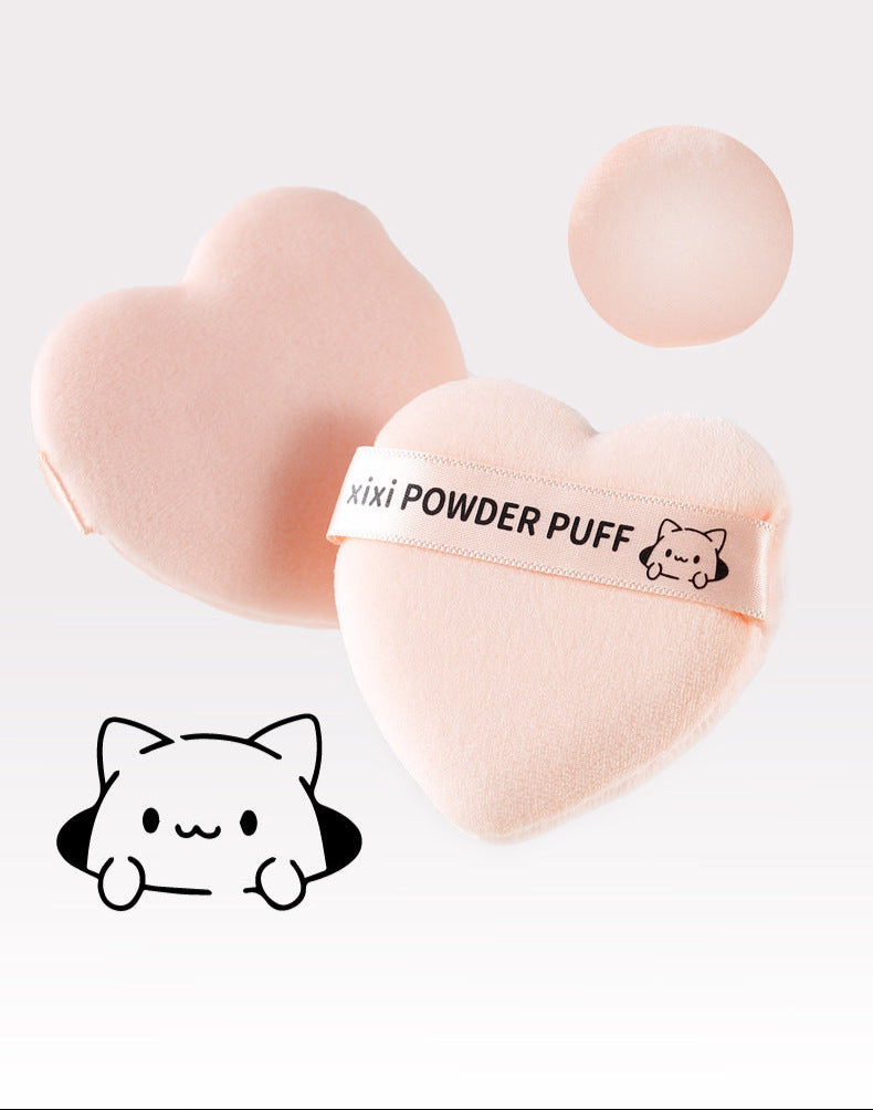 xixi Heart Peach Short Velvet Setting Powder Puff Flocked Soft Non-Powder-Absorbing Makeup Sponge Tool for Studio Use