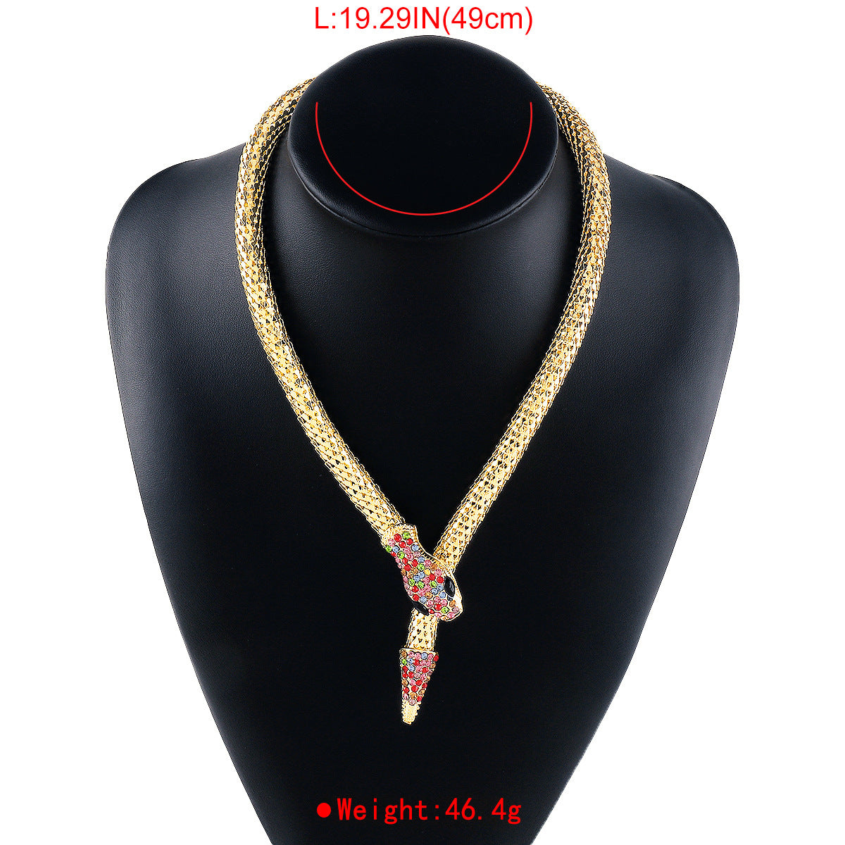 Exaggerated Snake Necklace Punk Personality Hip-Hop Style Necklace Trendy Cool Street Style Show Micro-Inlaid Choker