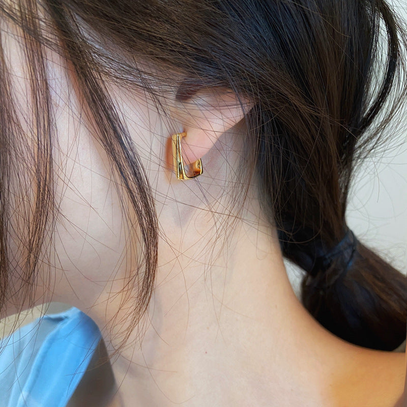 Metal Big Circle Earrings Women's Hong Kong Fashion Women's Ear Jewelry S925 Silver Needle