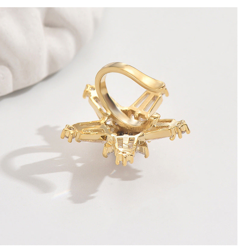 Five-Pointed Star Ear Clip Full Diamond Copper Earrings Studded with Zircon Korean Style Ear Clip Simple Fashion Sweet Non-Piercing Ear Clip