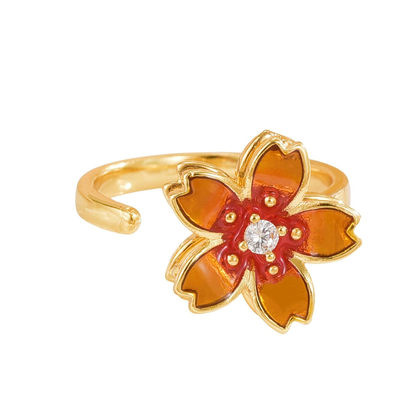 Rotating Ring for Women, Copper Gold Plated, Non-Fading, Elegant and Luxurious, Adjustable Daisy, Star, Moon, Zircon, European and American Cross-Border