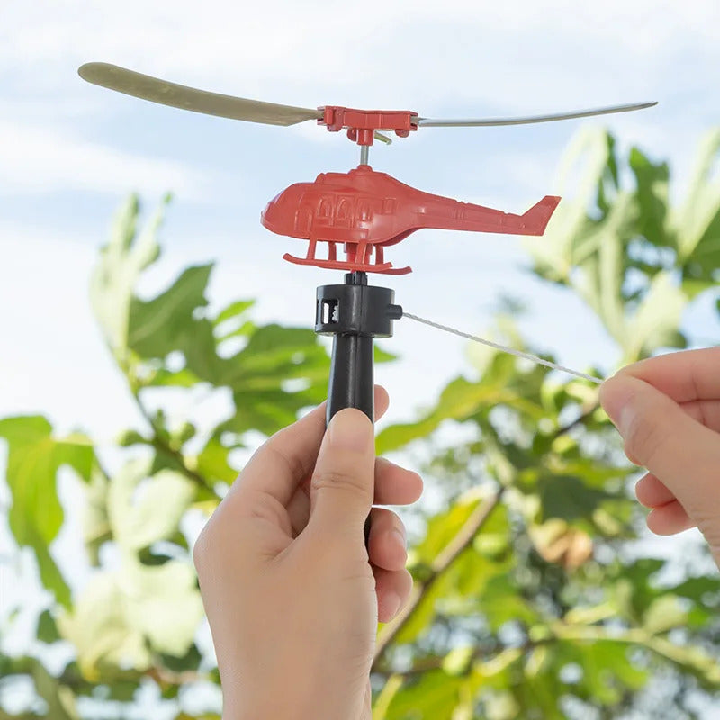 Pull Line Helicopter Fly Drawstring Small Plane Outdoor Game Draw Rope Take-off Interactive Toy Educational Toys Children's Gift