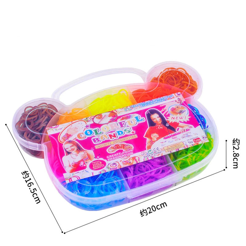 600pcs Rubber Bands Creative Colorful Loom Band Set Rainbow Bracelet Making Kit DIY Woven Bracelets Craft Toys For Girls Gifts