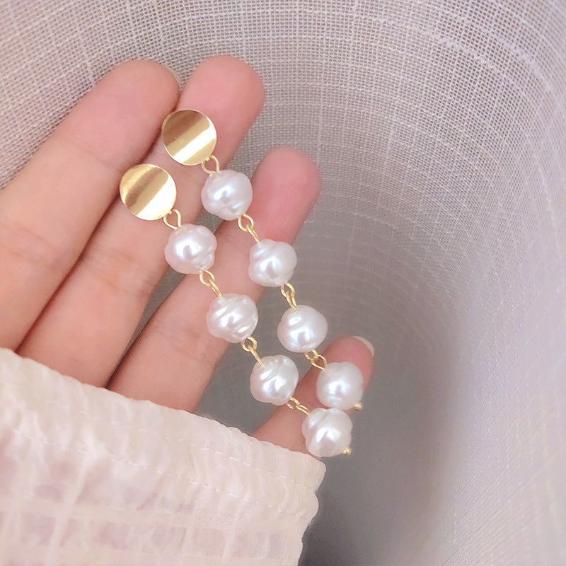 Earrings Pearl Style Elegant High-end Drop Earrings Sophisticated Heart-shaped Earrings Simple Internet Celebrity Ear Jewelry 925 Silver Needle