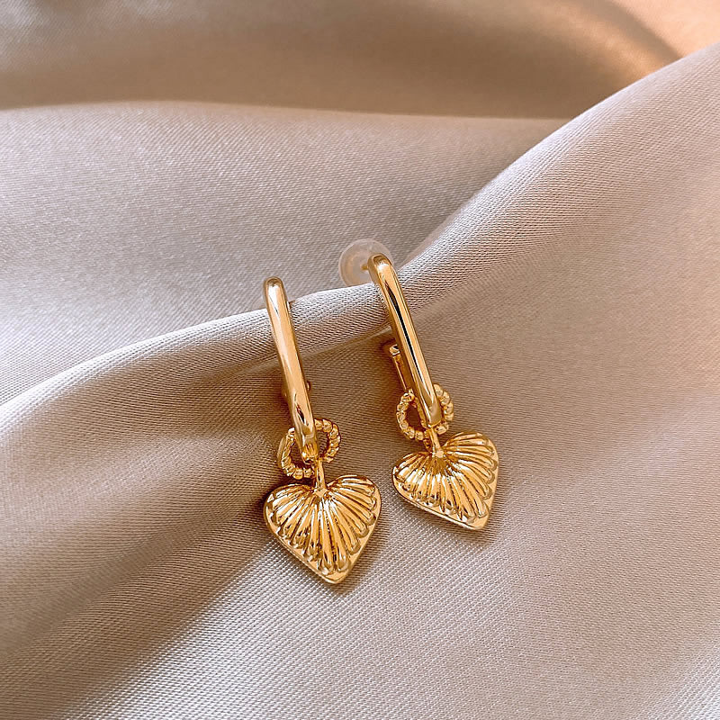 Simple Heart Circle Earrings Fashion Versatile Geometric Ear Clips Ear Studs Light Luxury High-end Feel Earrings for Women