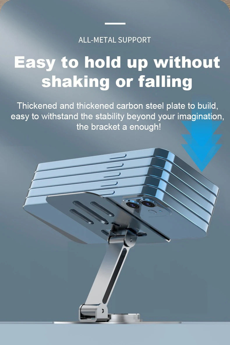 Adjustable Cell Phone Stand, Aluminum Desktop Cellphone Stand with Anti-Slip Base and Convenient Charging Port