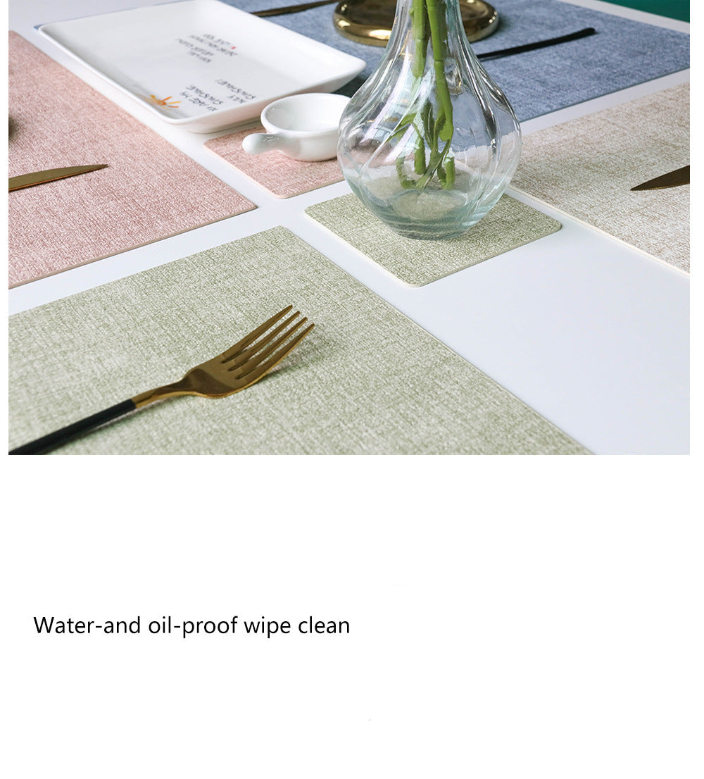 Western Dining Mat Square Cloth Pattern Household Dining Mat Bowl Mat Hotel Leather Dining Table Mat Waterproof Oilproof Heat Insulation Mat