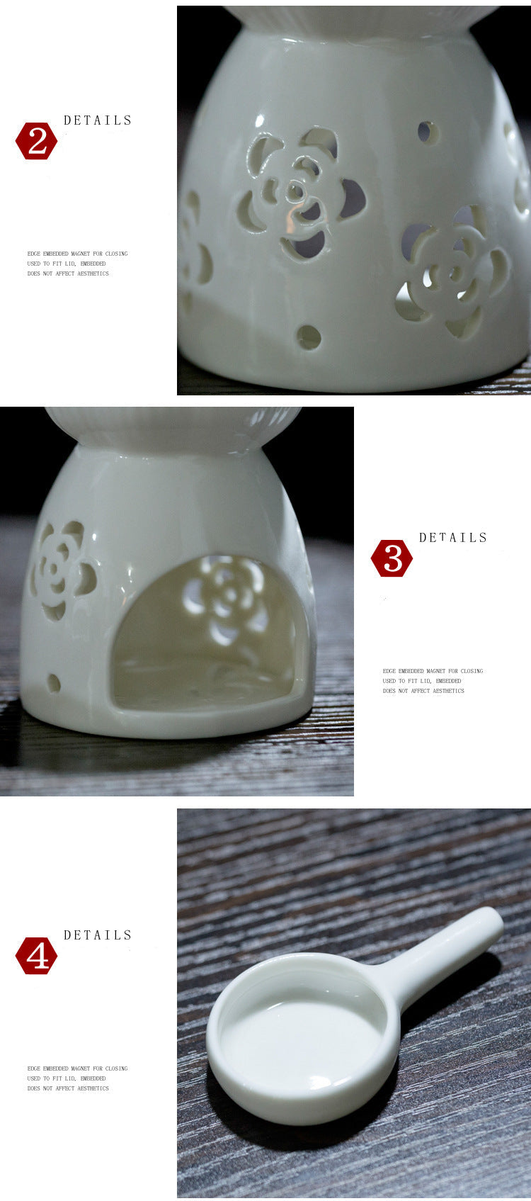 Multi-Flower Hollow Cute Version Small Porcelain Candle Essential Oil Aromatherapy Burner Ceramic Aromatherapy Lamp