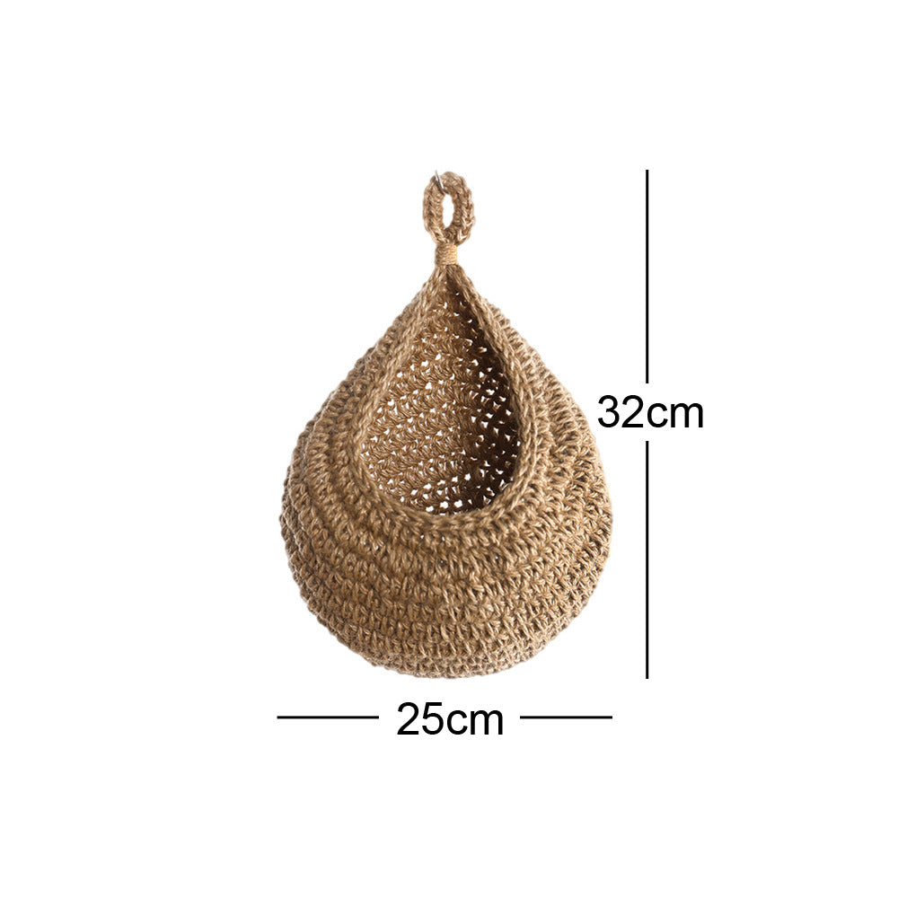 Wall-Mounted Vegetable Storage Fruit Basket Bird's Nest Wall Hanging Water Drop Net Bag Handmade Woven Cotton Rope Wall Hanging Bag for Home Use