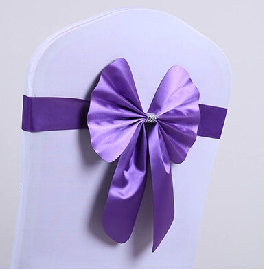 Wedding Chair Back Flower Decoration No-Tie Elastic Bow Chair Sash Chair Cover Chair Back Hotel Banquet Special