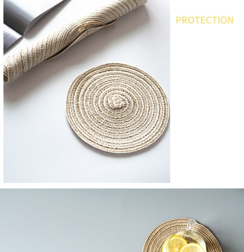 Placemat Woven Coaster Heat Insulation Mat Ins Feng Shui Kettle Mat Household Anti-scalding Dish Plate Bowl Mat Western Dining Table Mat