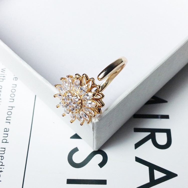 Sunflower Ring , Rotating Anxiety Relief, Simple and Versatile Sunflower Adjustable Wholesale Ring
