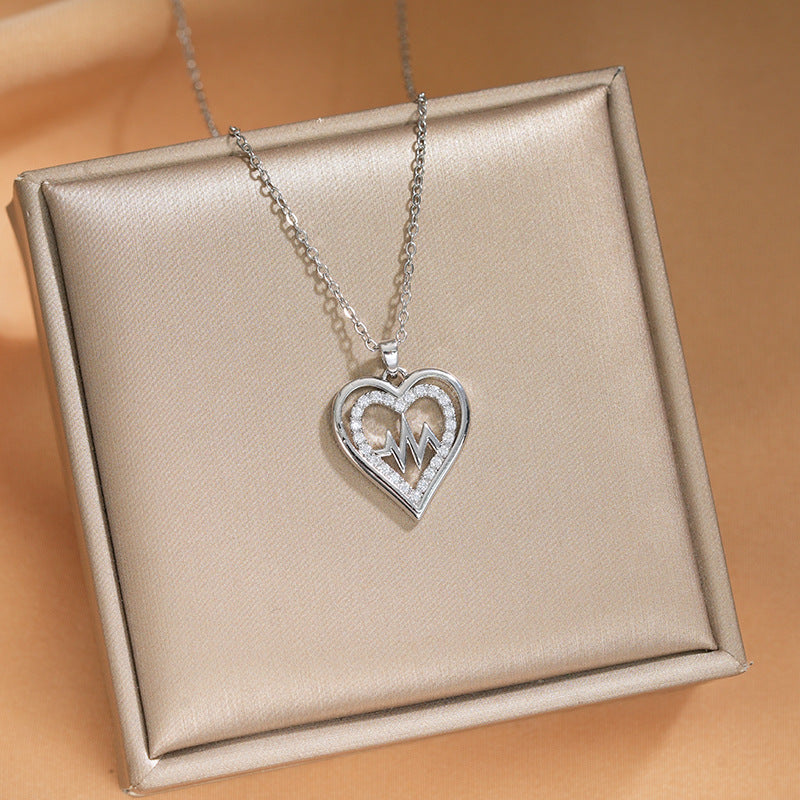 Elegant Inlaid Zircon Exquisite Titanium Steel Necklace for Women Fashionable Versatile Internet Celebrity Collarbone Chain Niche Light Luxury Jewelry