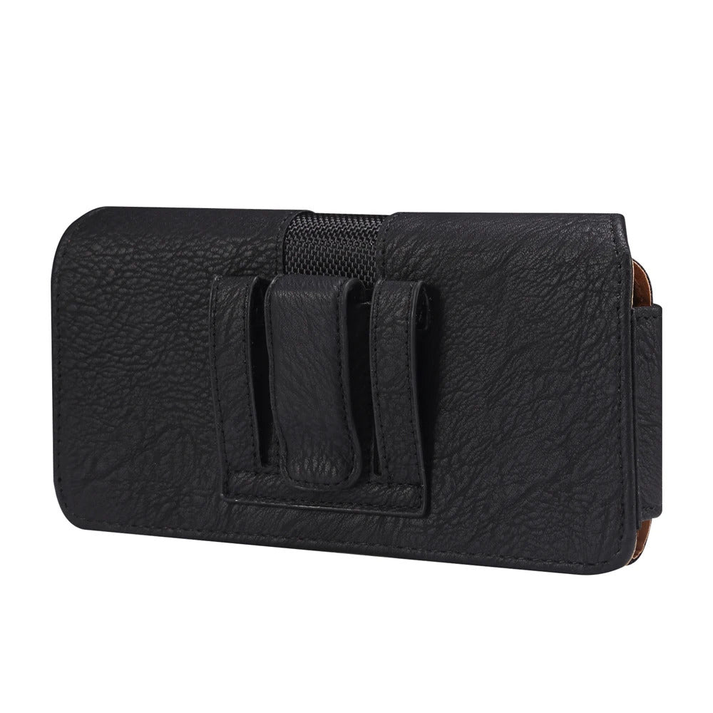 Universal Leather Mobile Phone Waist Bag For iPhone 15 14 13 12 Pro Max Samsung Huawei Xiaomi Men Belt Clip Cover With Card Slot