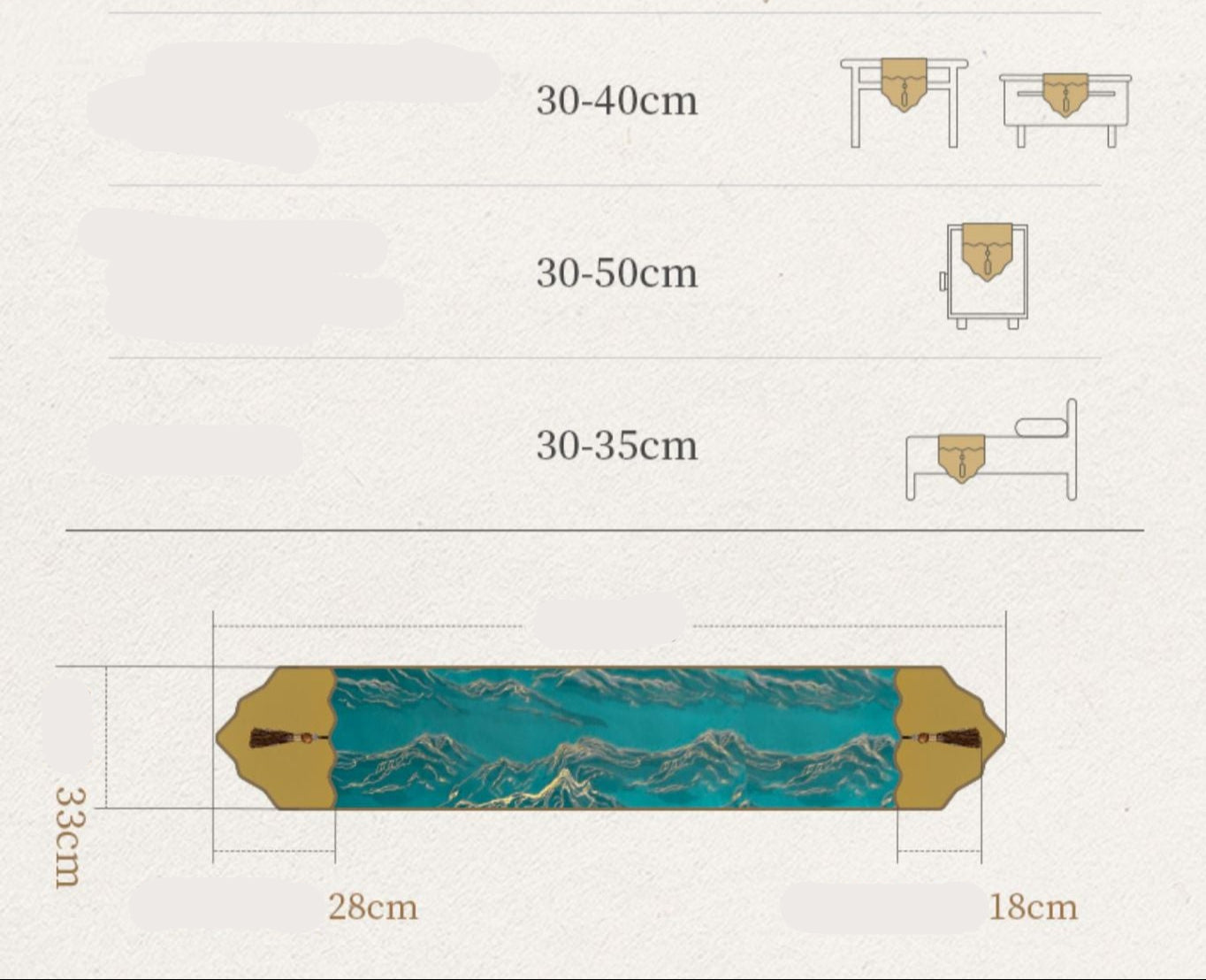 Luo Yi Jia New Chinese Zen Style Table Runner Tea Tablecloth Long Strip Light Luxury High-end Tea Mat Tea Table Mat Dining Table Runner