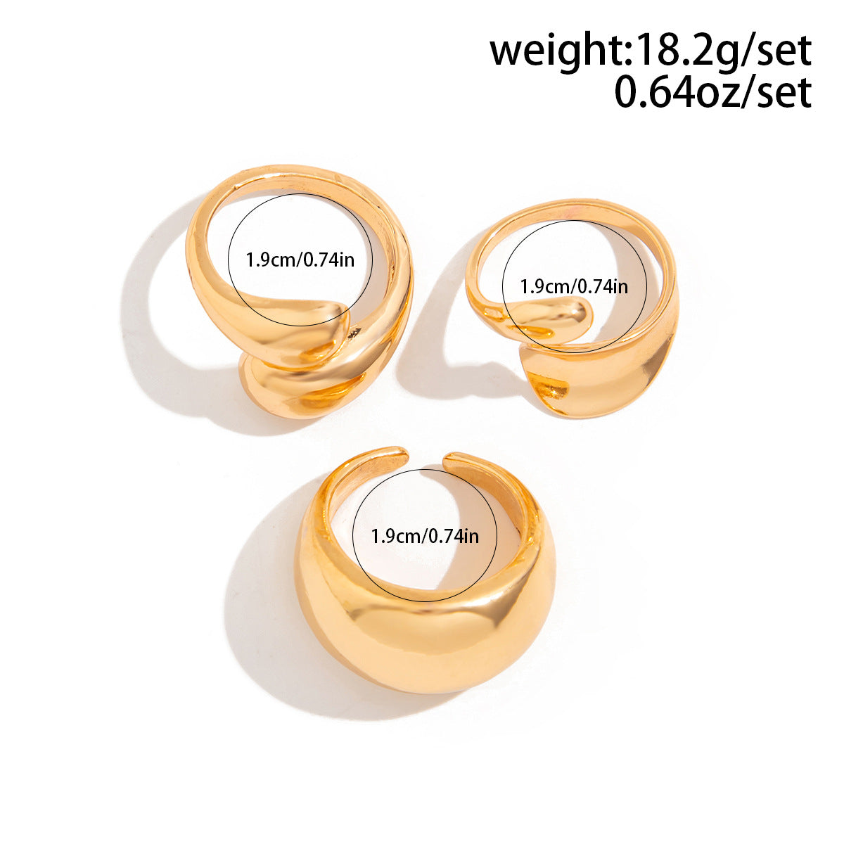 Hand Jewelry Personality Smooth Irregular Geometric Joint Ring Hip Hop Style Women's Ring Set