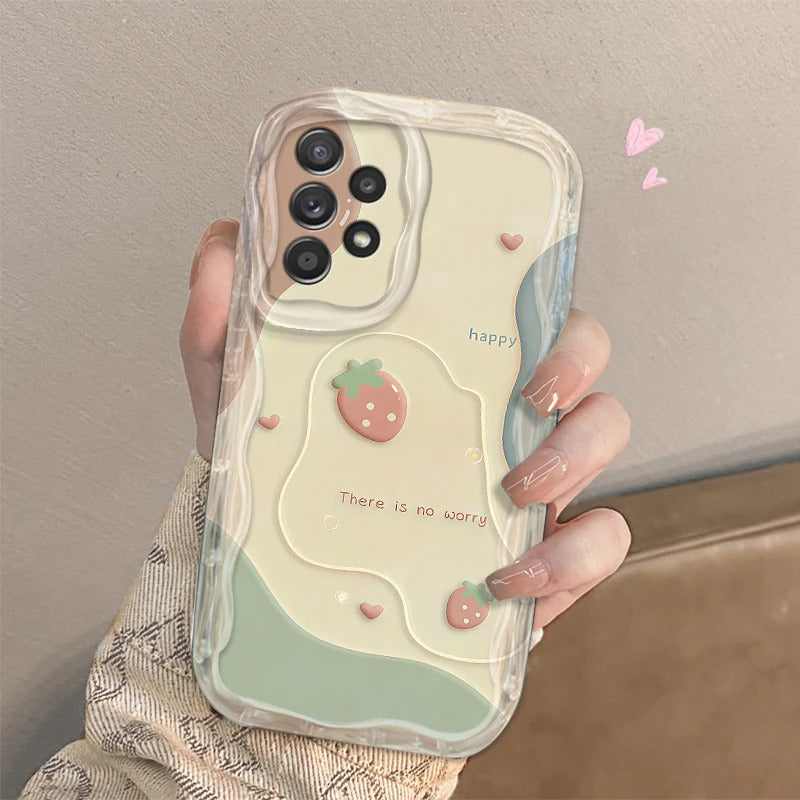 Green And Sweet Flowers For Samsung S24 S23 S21 S20 Ultra Plus FE A73 A72 A71 A51 A31 A05S A05 A04 5G Wave Oil Funda Phone Case