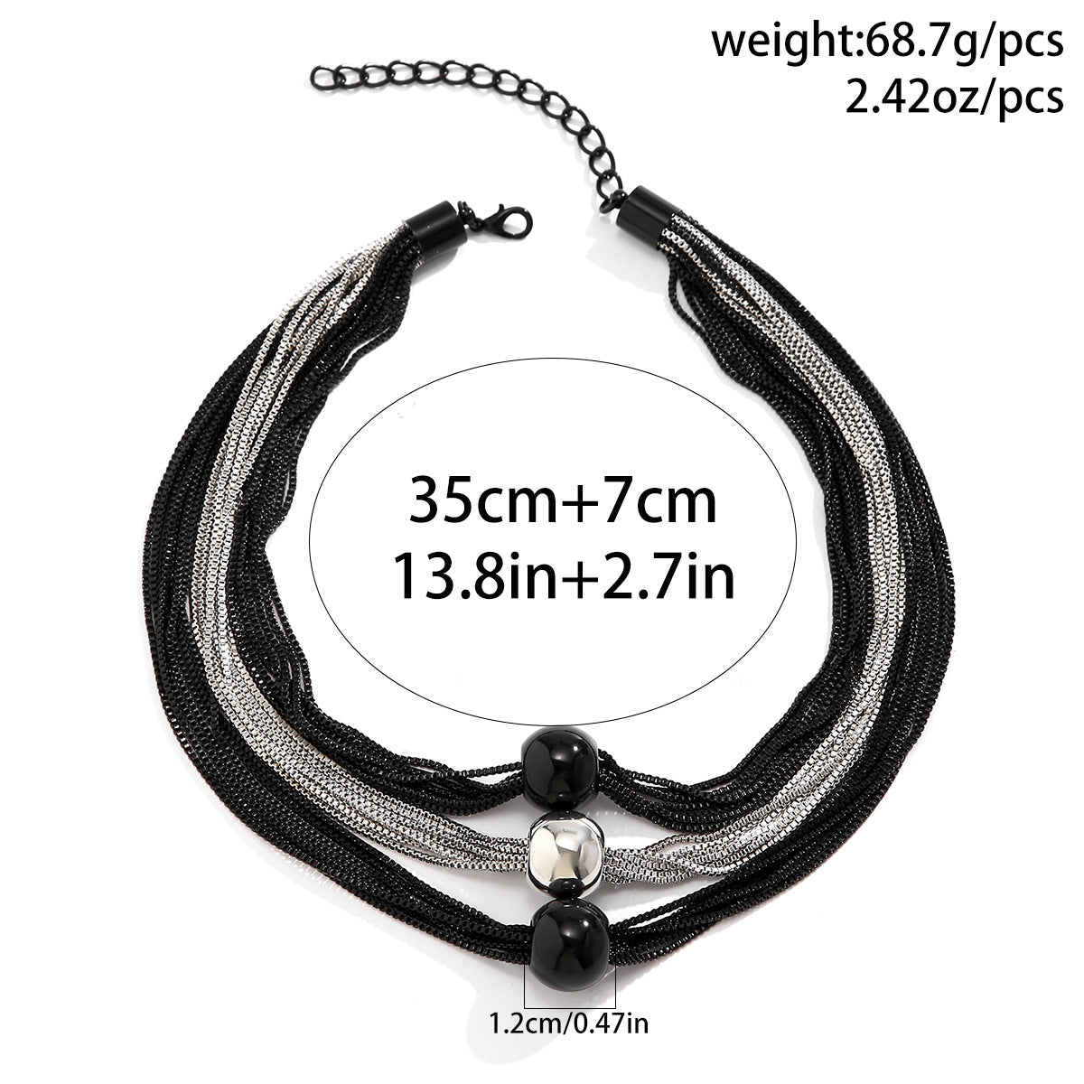 Cross-Border Exaggerated Punk Multi-Layer Chain Stacked Necklace Simple Niche Geometric Ball Personality Choker Necklace