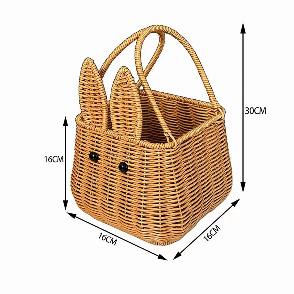 New Imitation Rattan Hand-Woven Hand-Held Basket Wedding Gift Photography Props Storage Basket Rabbit Fruit Basket