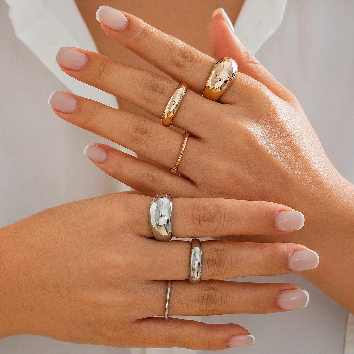 Ins Minimalist Style Trendy Exaggerated Mirror Versatile Ring Personality Alloy Hugging Ring