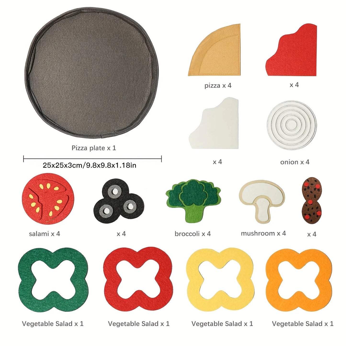 41-Piece/SET Felt Pizza Playset For Kids - Interactive Kitchen Toy Set For Boys & Girls, Birthday Christmas Gift For Ages 3-6