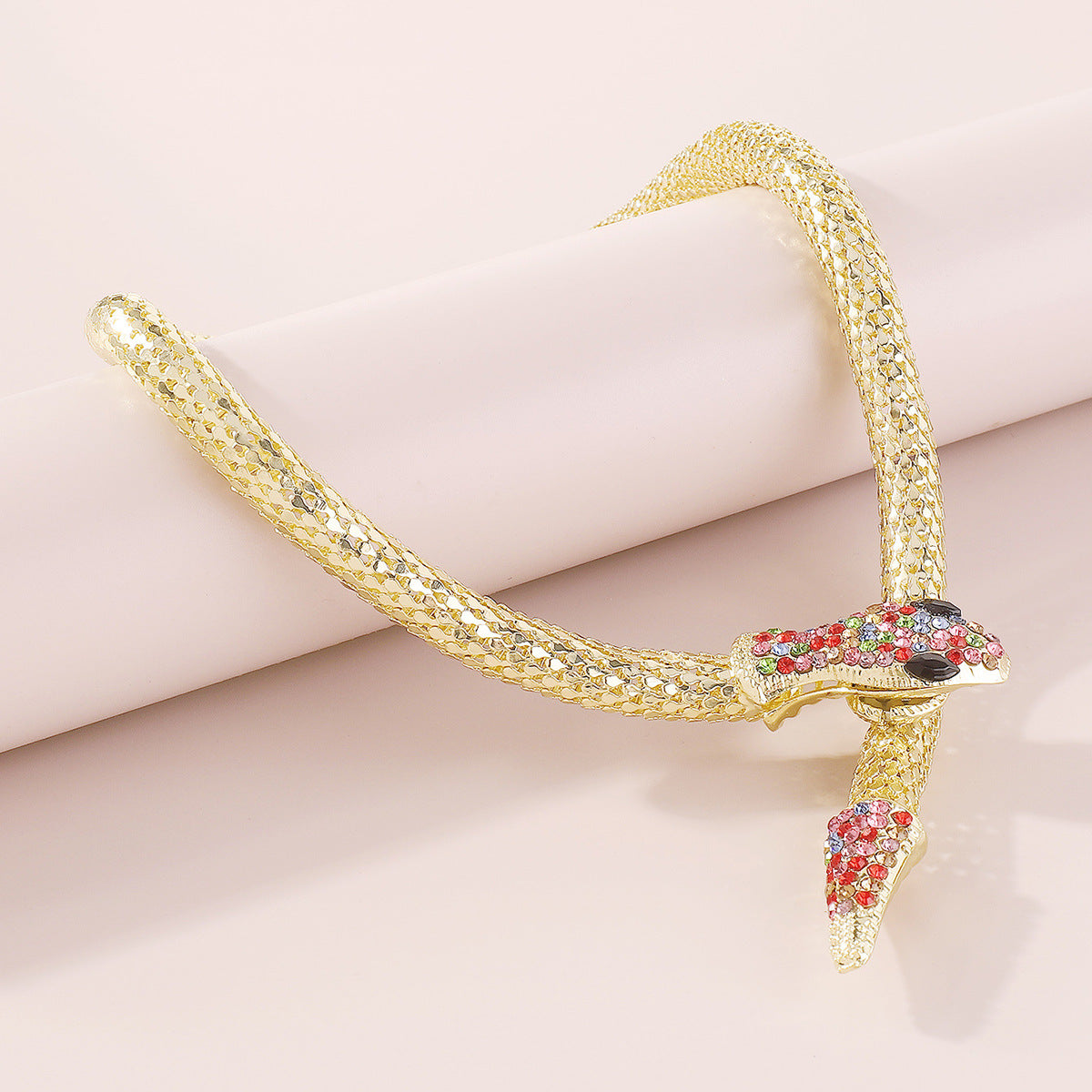 Exaggerated Snake Necklace Punk Personality Hip-Hop Style Necklace Trendy Cool Street Style Show Micro-Inlaid Choker