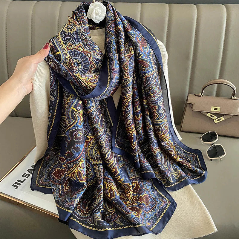 Spring Scarf Women's Luxury Design Polyester Material Smooth Scarf Soft Shawl Beach Scarf