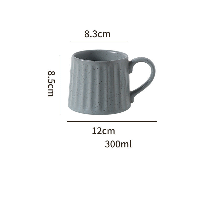 Japanese Retro Exquisite Afternoon Tea Latte Art Striped Coffee Cup and Saucer Ceramic Set Office Milk Breakfast Cup