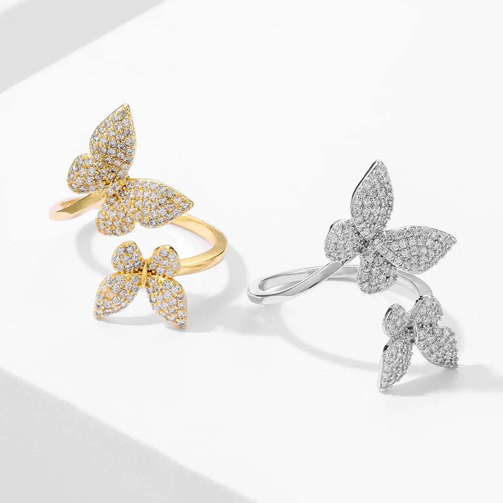 ZAKOL Exquisite Micro Inlay Zircon Butterfly Open Rings for Women Fashion Wedding Party Jewelry