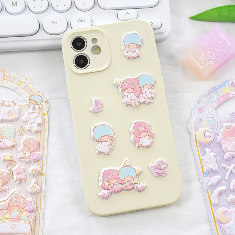 Sanrio Original Little Twin Star Children's Water Cup 3D Decorative Sticker Cartoons Phone Case Foam Sticker Ledger Stickers