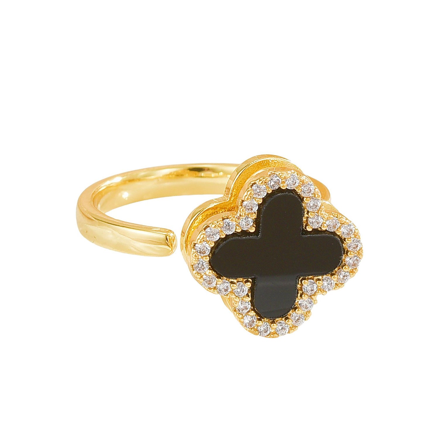 Rotating Ring for Women, Copper Gold Plated, Non-Fading, Elegant and Luxurious, Adjustable Daisy, Star, Moon, Zircon, European and American Cross-Border
