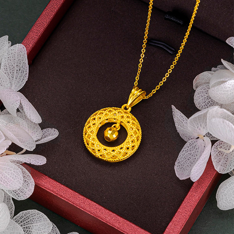 Vietnam Sand Gold Dream Catcher Filigree Peace Buckle Necklace Pendant Fortune Bead Necklace Light Luxury Niche Jewelry