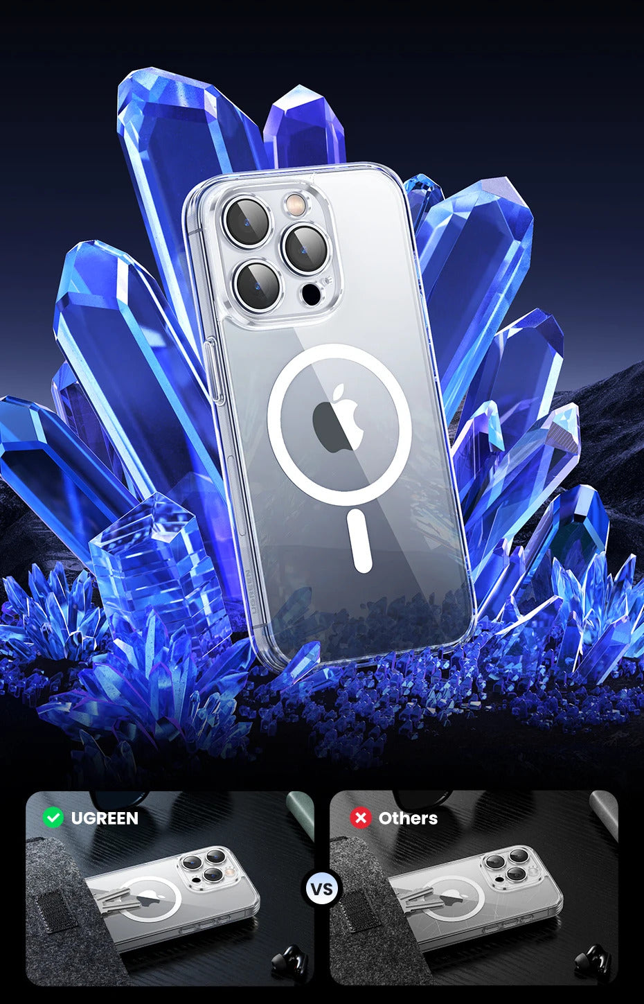 UGREEN Magnetic Case for iPhone 16 15 14 13 Pro Max Case Shockproof Cover for iPhone 16 Pro Max 15 Plus 16pro Macsafe TPU Cases