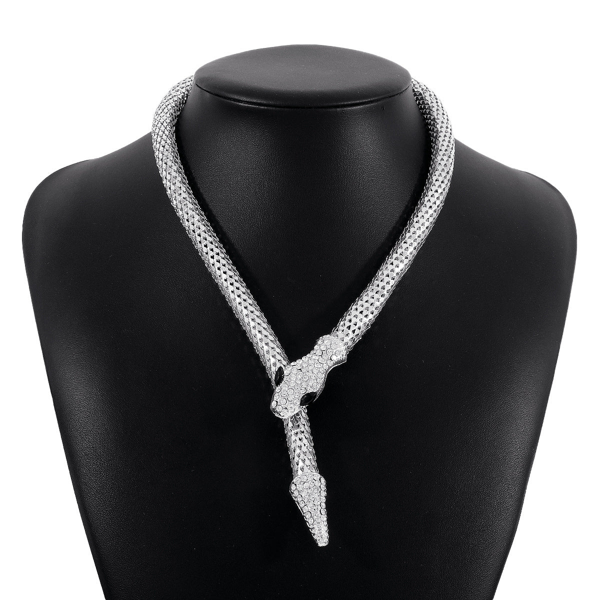 Exaggerated Snake Necklace Punk Personality Hip-Hop Style Necklace Trendy Cool Street Style Show Micro-Inlaid Choker