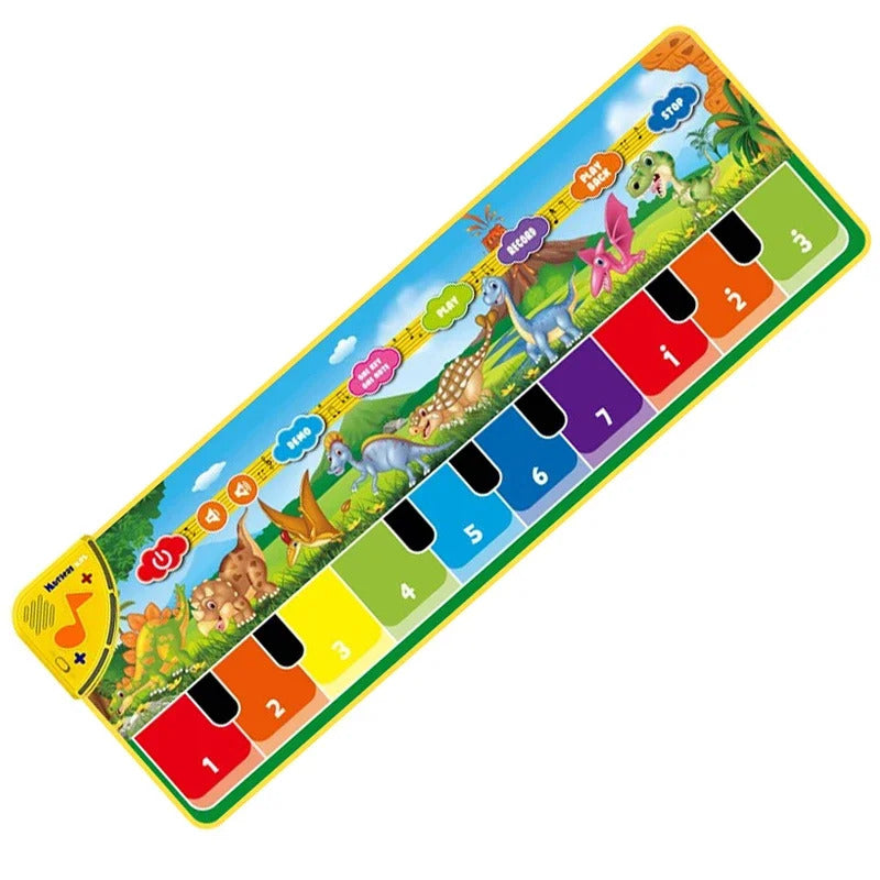 110x36cm Musical Piano Mat Toddle Mat Musical Carpet Toddlers Keyboard with 8 Dinosaur Sounds Baby Mat Educational Toys for Kids