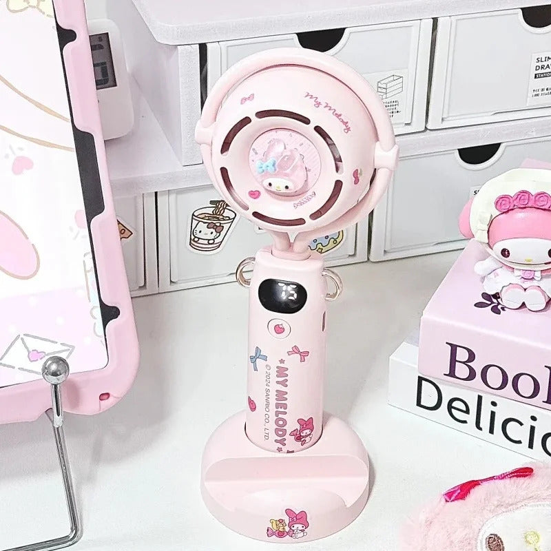 10000 Ma Sanrio Usb Folding Handheld Mini Fan Kuromi Pachacco Portable Hanging Neck Fan Bladeless Ultra-quiet Strong Breeze Fans