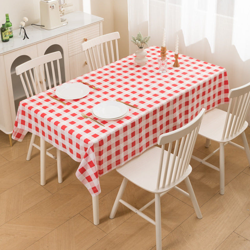 Nordic Style Warm High Temperature Resistant Tablecloth Ins Tablecloth Waterproof Oil-Proof Disposable High-Grade PVC Plaid Dining Table Cloth Liner
