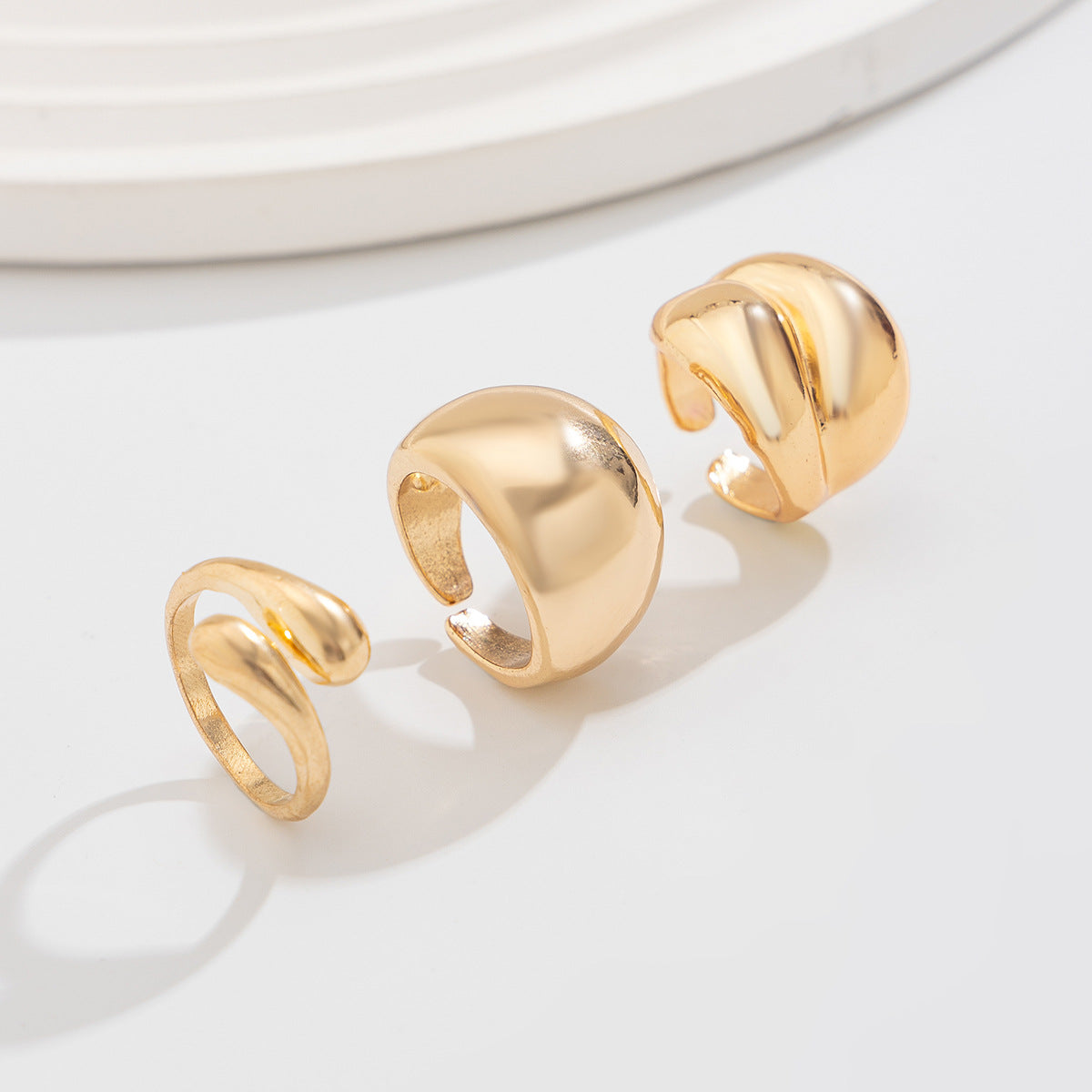 Ins Minimalist Style Trendy Exaggerated Mirror Versatile Ring Personality Alloy Hugging Ring