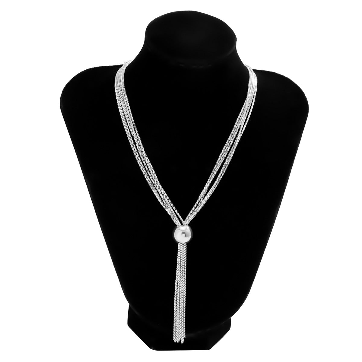 Cross-Border Exaggerated Punk Multi-Layer Chain Stacked Necklace Simple Niche Geometric Ball Personality Choker Necklace