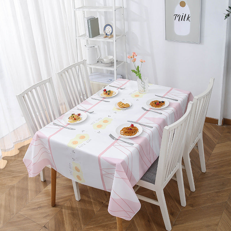 Nordic Style Warm High Temperature Resistant Tablecloth Ins Tablecloth Waterproof Oil-Proof Disposable High-Grade PVC Plaid Dining Table Cloth Liner