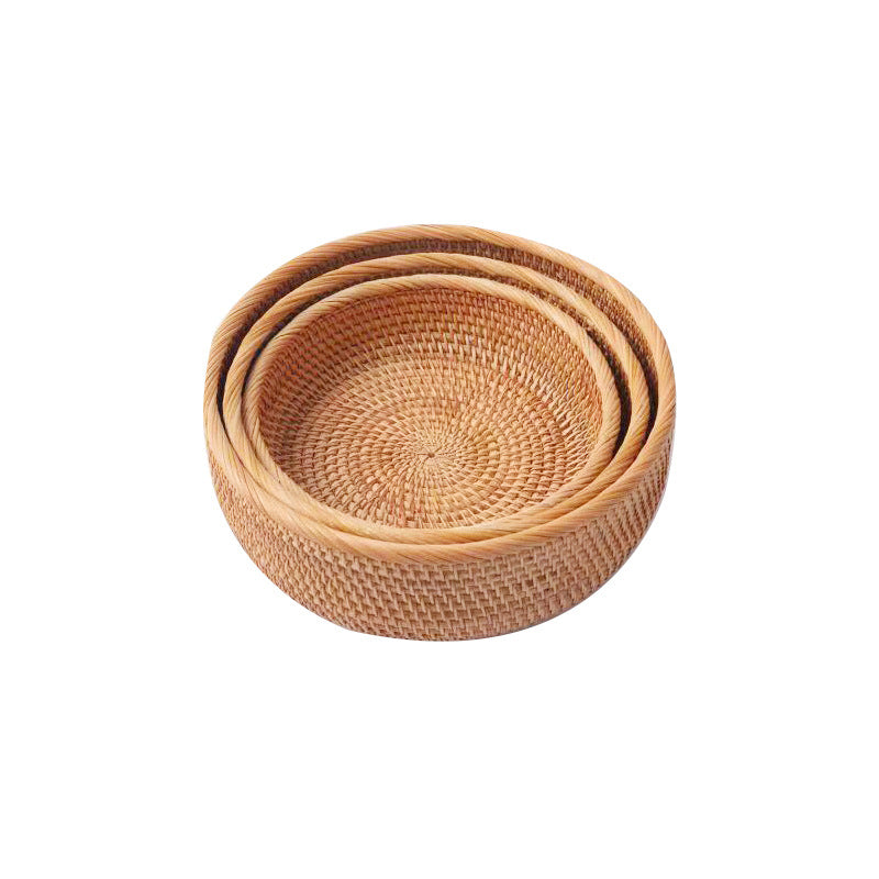 Rattan Handwoven Fruit and Vegetable Basket, Cookie Candy Bread Storage Basket, Living Room Desktop Organizer Storage Basket