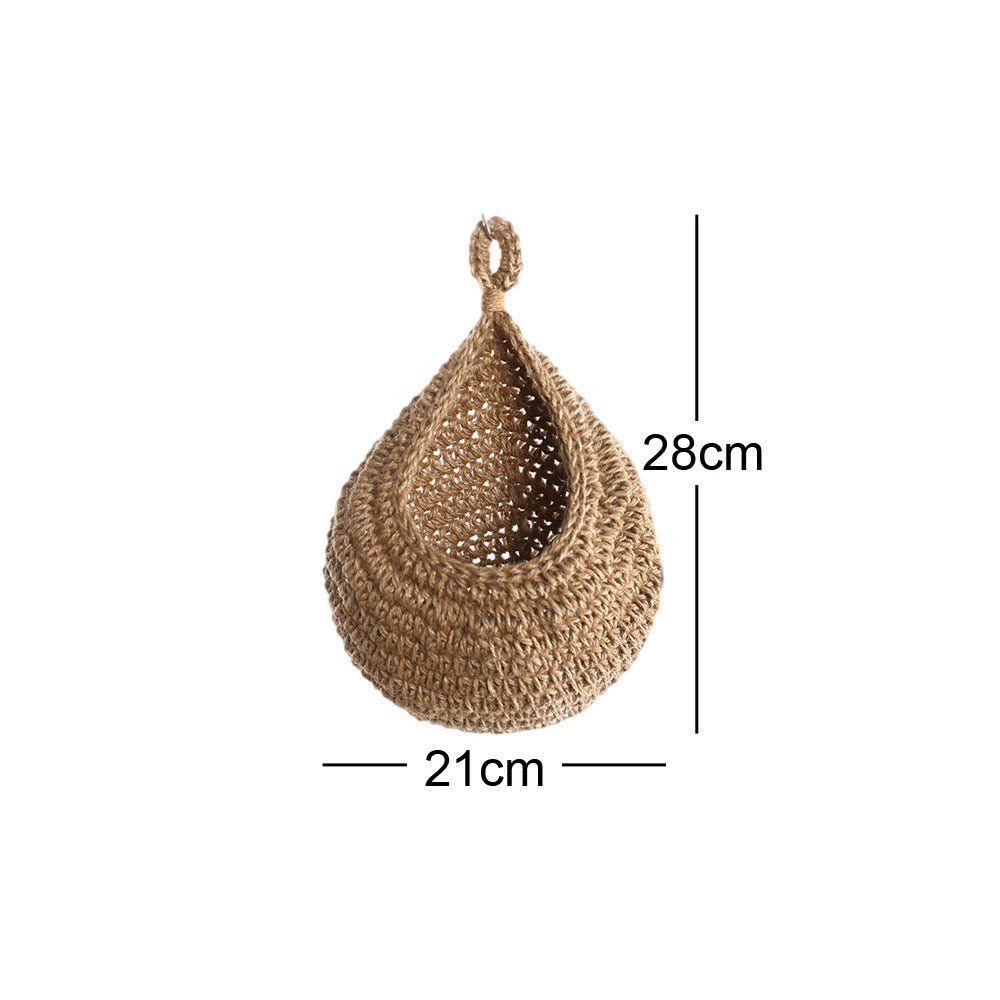 Wall-Mounted Vegetable Storage Fruit Basket Bird's Nest Wall Hanging Water Drop Net Bag Handmade Woven Cotton Rope Wall Hanging Bag for Home Use