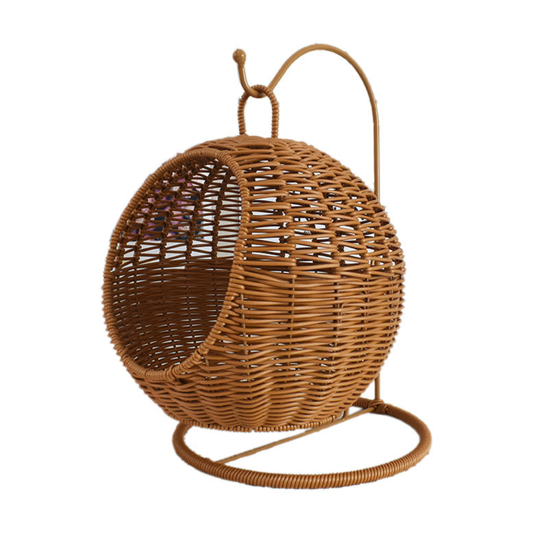 Imitation Rattan Hand-woven Storage Basket Creative Round Hanging Fruit Basket Household Hotel Snack Dried Fruit Storage Basket