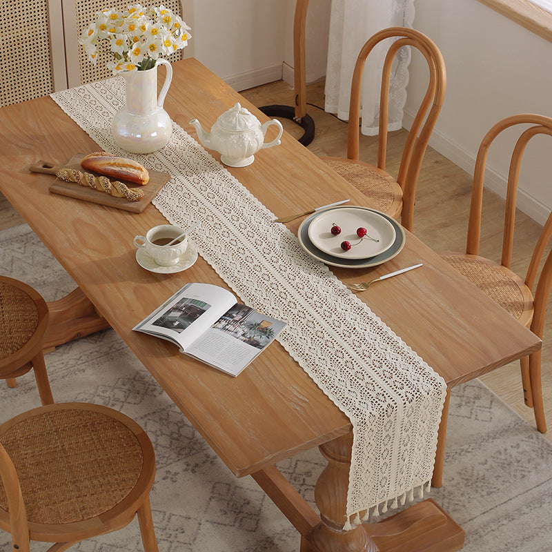 Henggang American Country Style Handwoven Table Runner Tablecloth Strip Tablecloth Coffee Table Cloth Tea Mat Cotton Linen Artistic Table Runner Wholesale