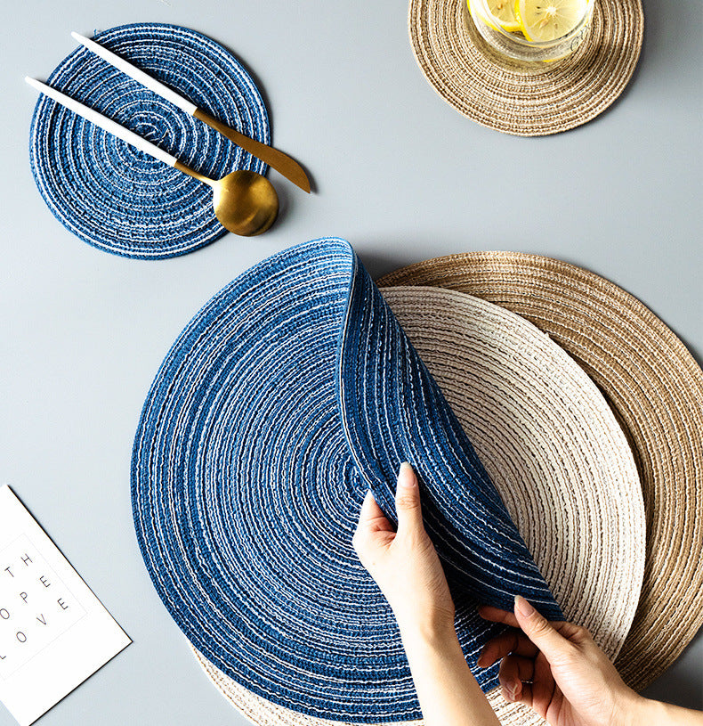 Placemat Woven Coaster Heat Insulation Mat Ins Feng Shui Kettle Mat Household Anti-scalding Dish Plate Bowl Mat Western Dining Table Mat
