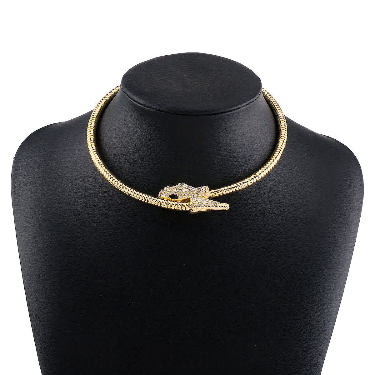 Exaggerated Snake Necklace Punk Personality Hip-Hop Style Necklace Trendy Cool Street Style Show Micro-Inlaid Choker
